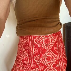 Red Patterned Women's Pantsso cute nwt large but fits medium or small too